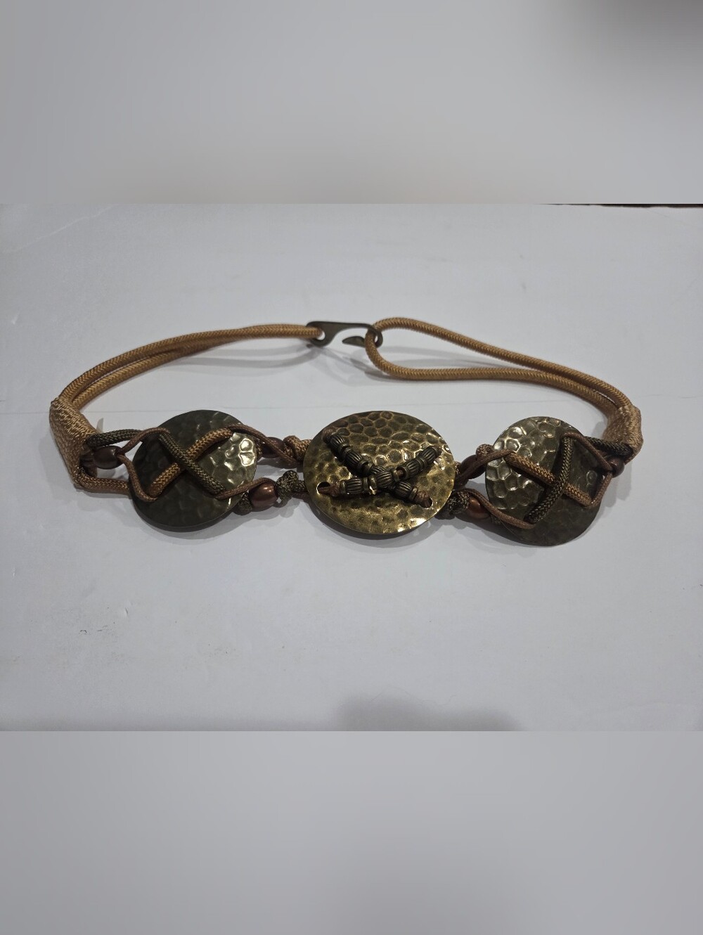 Metal Disc Accent Brown Women's Belt Sz.M/L